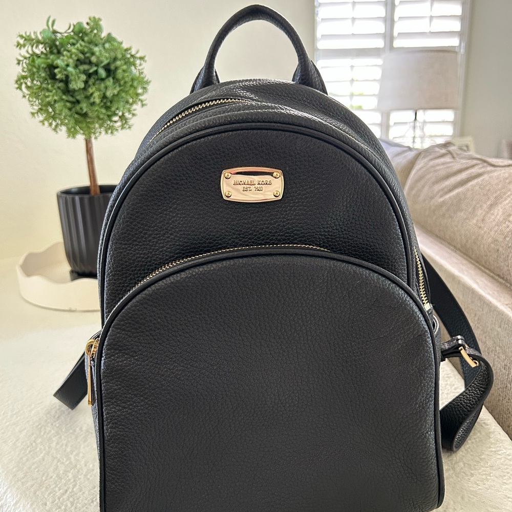 Michael Kors Black Backpack with Gold-Tone Hardware